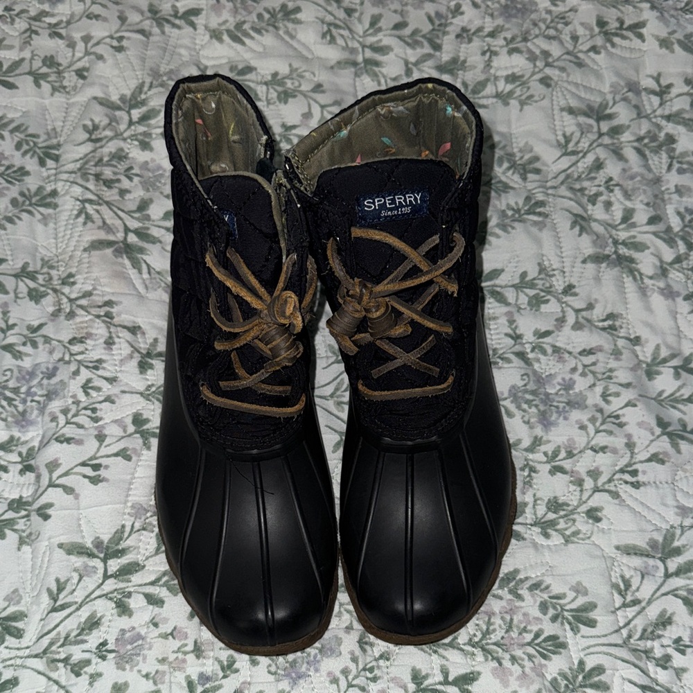 Sperry Black Quilted Duck Boots